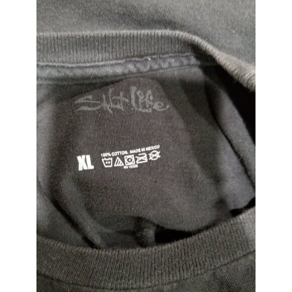 Salt‎ Life - Hook, Line & Sinker Back Logo Shirt Pocket Distressed Black Size XL - Picture 4 of 4